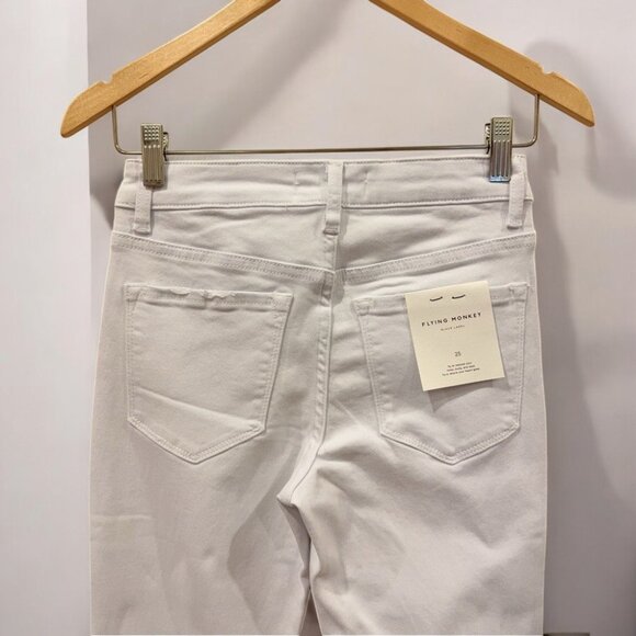 NWT Flying Monkey Denim Cotton Split Hem Mid Rise Crop Flare Jeans - Picture 12 of 12